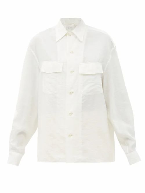 Lemaire - Cuban-collar Patch-pocket Silk-blend Poplin Shirt - Womens - Ivory