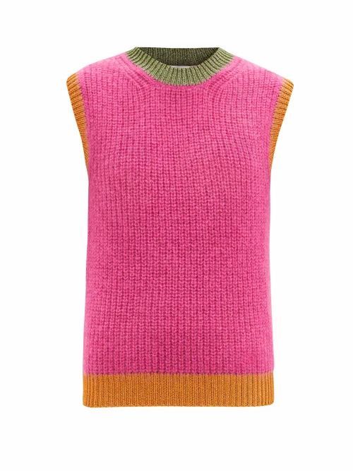 Valentino - Logo-embroidered Ribbed Mohair-blend Tank Top - Womens - Multi