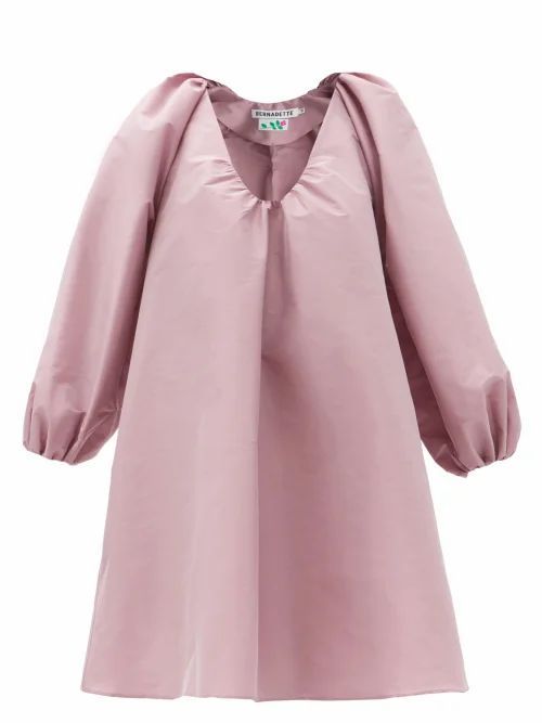 Bernadette - George Gathered V-neck Taffeta Mini Dress - Womens - Pink