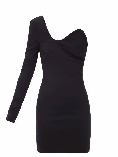 Mila One-shoulder Stretch-satin Mini Dress - Womens - Black