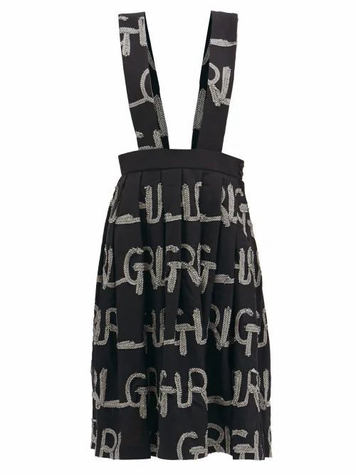 Comme Des Garçons Girl - Grl-appliqué Wool-twill Pinafore Dress - Womens - Black