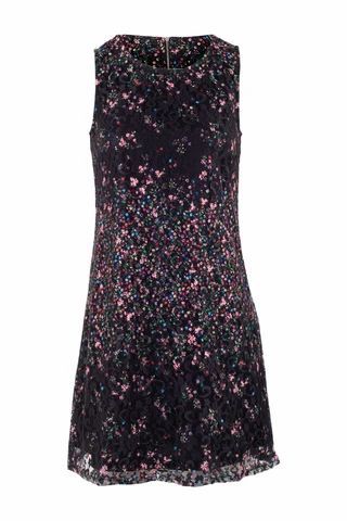 Ditsy Floral Overlay Shift Dress