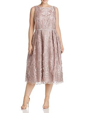 Pleated Lace Midi Dress