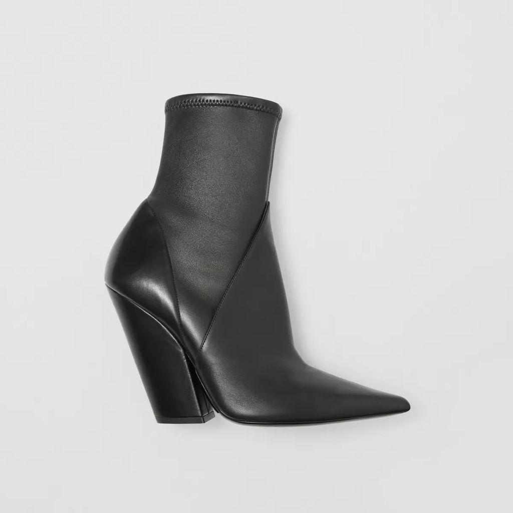 Panelled Lambskin Ankle Boots, Black