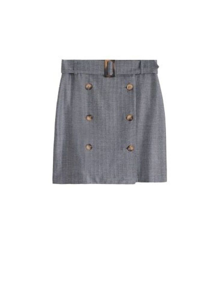 Herringbone buttons skirt