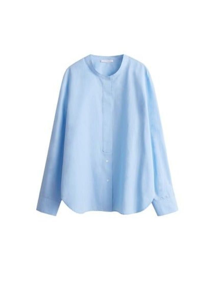Mao collar cotton shirt