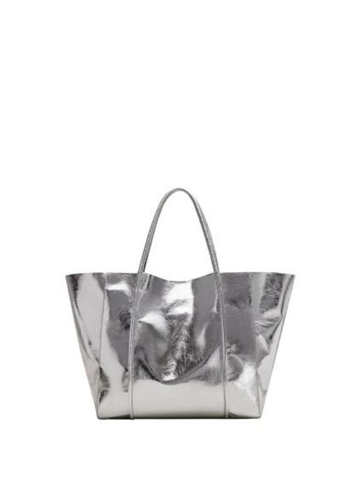 Metallic-effect shopper bag