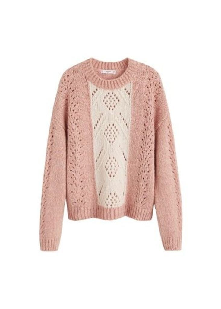 Contrasting knit sweater