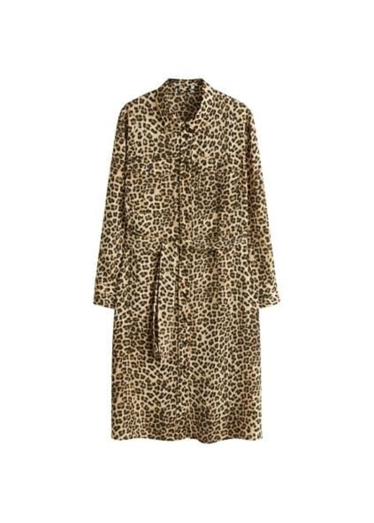 Leopard-print shirt dress