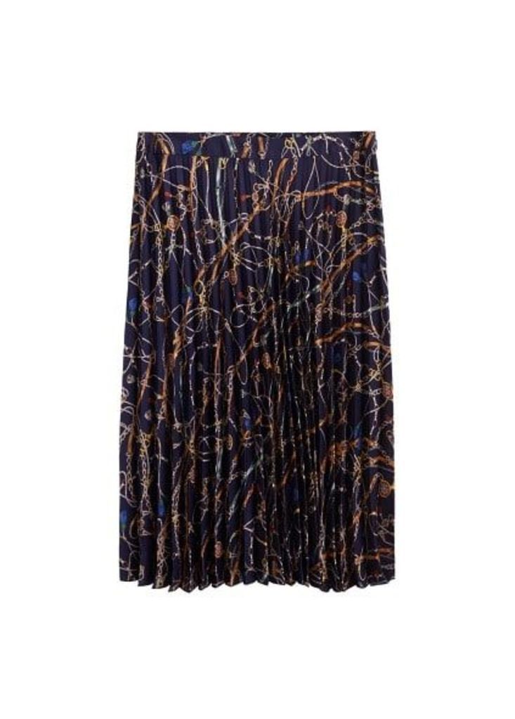 Chain print pleated skirt