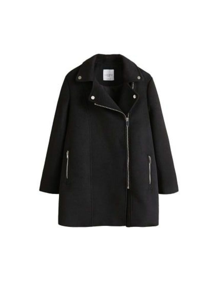 Side-zip straight-cut coat