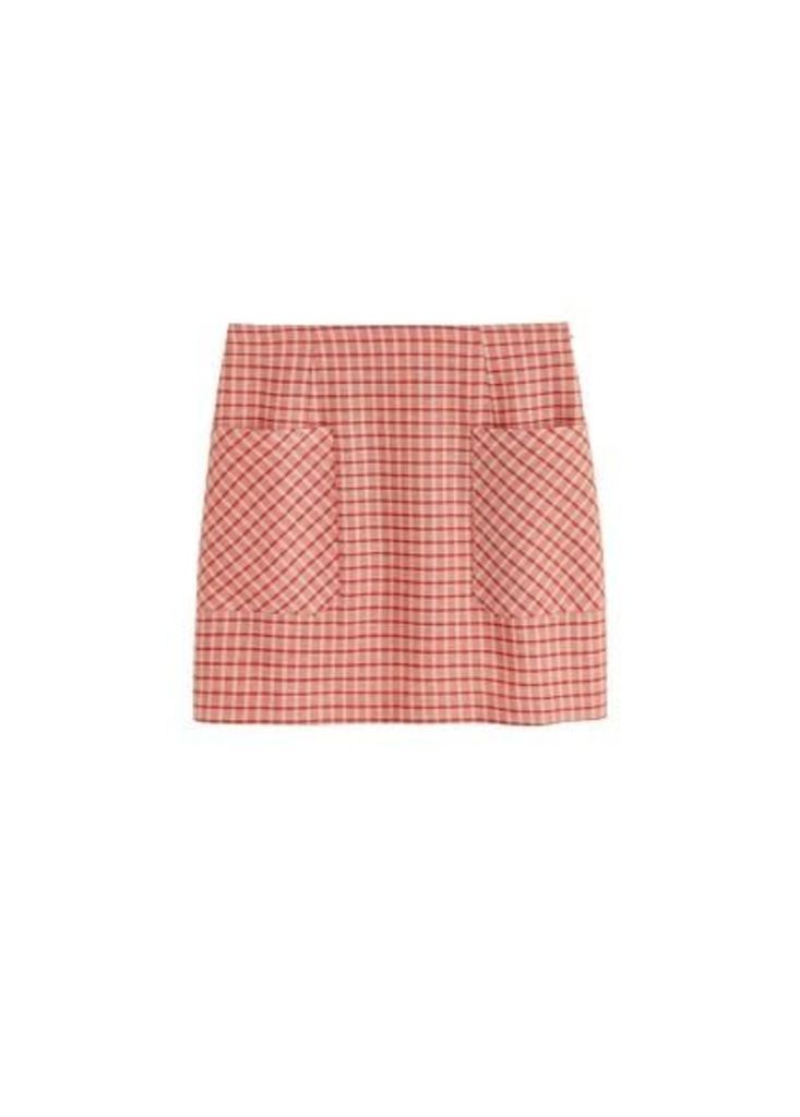 Check linen mini skirt