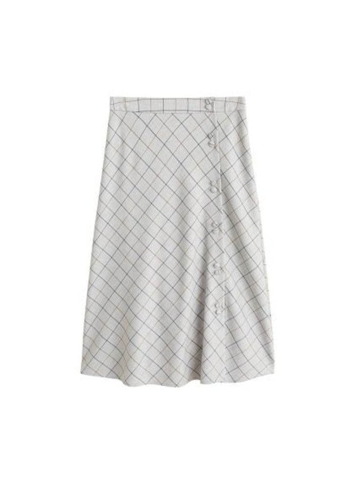 Buttoned checked skirt
