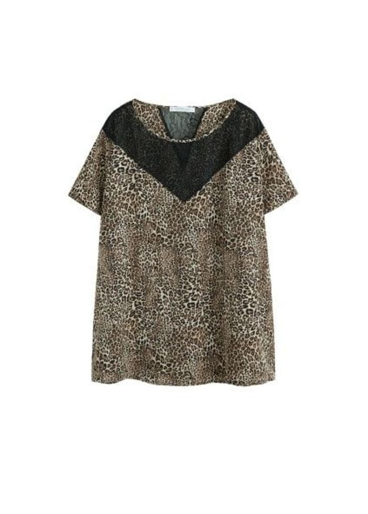 Lace animal print blouse