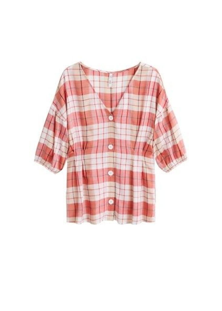 Buttoned check blouse