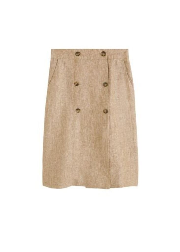 Button linen skirt