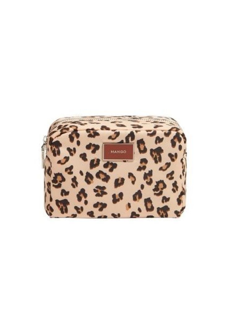 Leopard-print cosmetic bag
