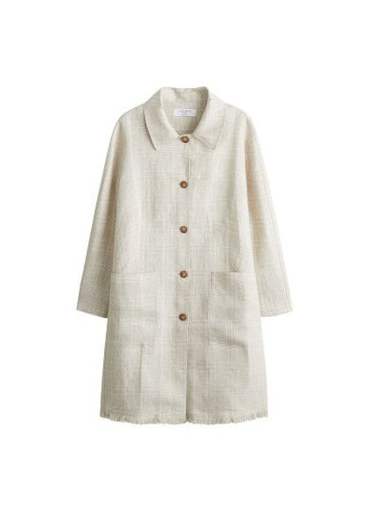 Checkered linen trench