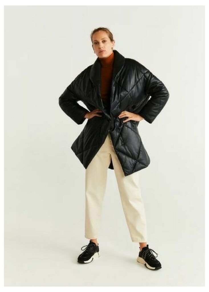 Leather padded coat