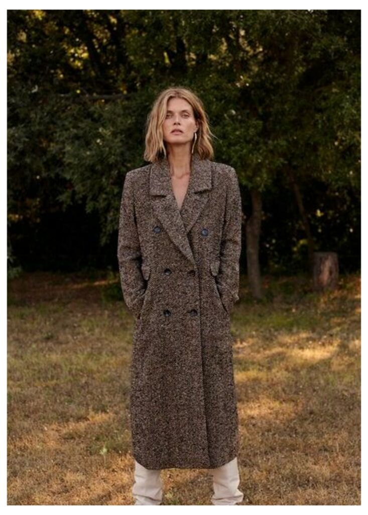 Oversized double-breasted textured coat