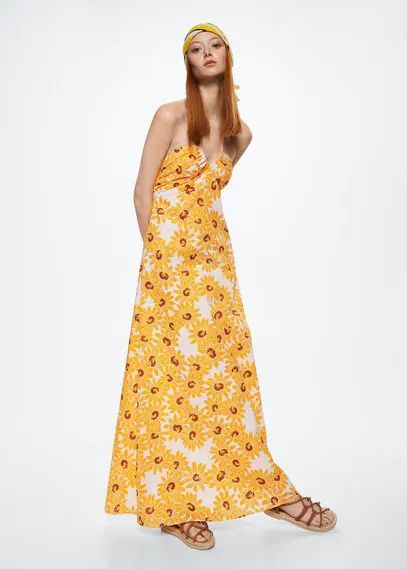 Flowers cotton dress yellow - Woman - 16 - MANGO