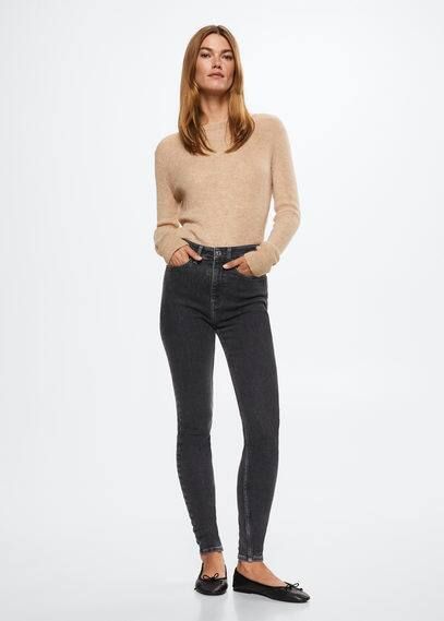 Soho high-waist skinny jeans open grey - Woman - 10 - MANGO