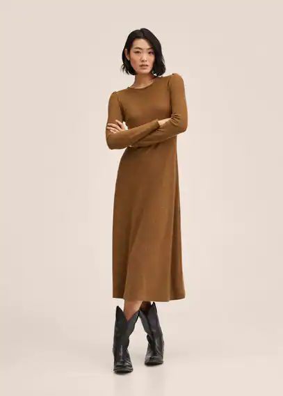 Textured knitted dress tobacco brown - Woman - 10 - MANGO