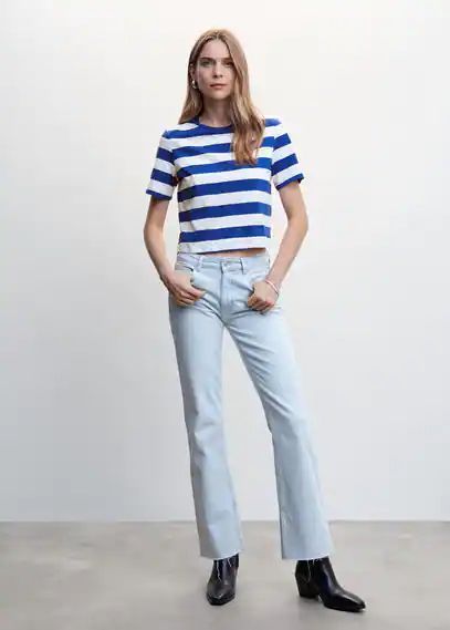 Short-sleeved cotton t-shirt blue - Woman - XS - MANGO