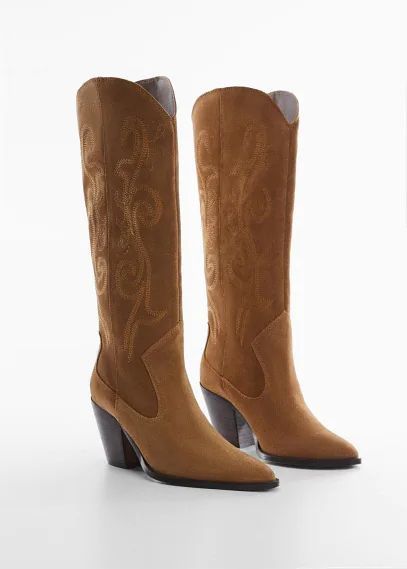Cowboy leather boots tobacco brown - Woman - 2 - MANGO