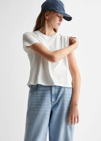 Cotton sewing t-shirt off white - Teenage girl - XXS - MANGO TEEN
