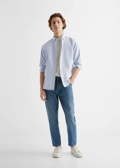 Oxford cotton shirt blue - Teenage boy - XXS - MANGO TEEN