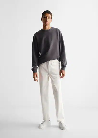 5 pocket garment-dyed trousers off white - Teenage boy - XXS - MANGO TEEN