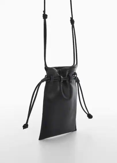 Mini leather bucket bag black - Woman - One size - MANGO