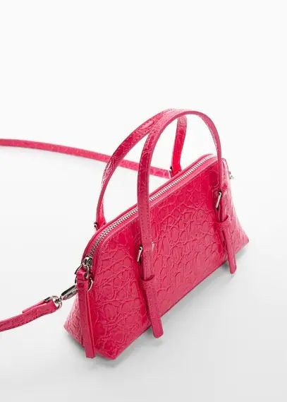 Crocodile-effect double handle bag medium pink - Woman - One size - MANGO