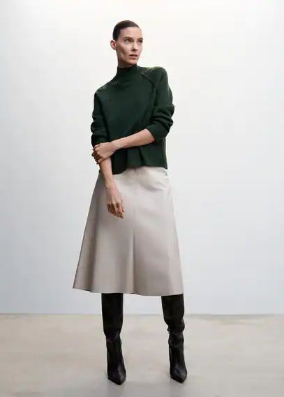 Sweater turtleneck seams green - Woman - XXS - MANGO