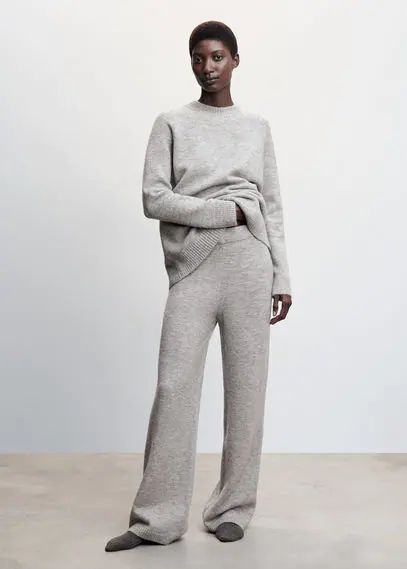 Knit trousers light heather grey - Woman - S - MANGO