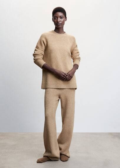 Oversize knit sweater beige - Woman - S - MANGO
