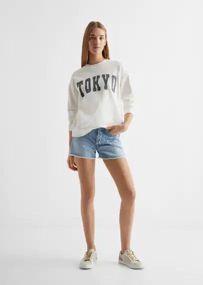 Message cotton sweatshirt off white - Teenage girl - XXS - MANGO TEEN