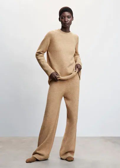 Knit trousers beige - Woman - S - MANGO