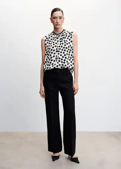 Polka-dot print blouse off white - Woman - 4 - MANGO