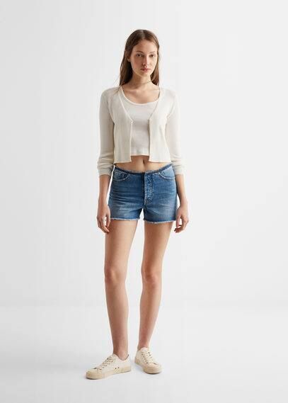 Medium-waist denim shorts dark blue - Teenage girl - L - MANGO TEEN