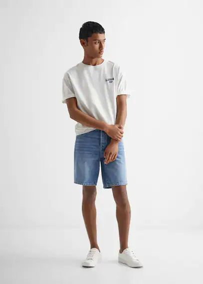 Cotton denim shorts medium blue - Teenage boy - M - MANGO TEEN