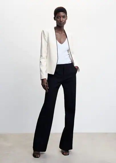 Contrasting trims blazer off white - Woman - XXS - MANGO