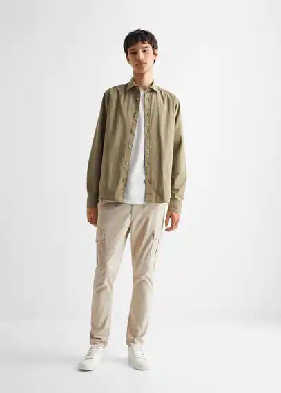Essential cotton-blend shirt green - Teenage boy - XXS - MANGO TEEN