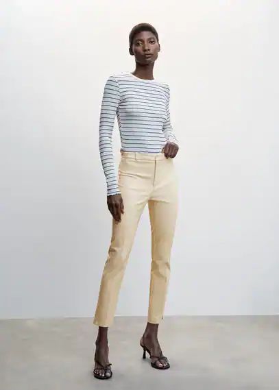 Suit slim-fit trousers beige - Woman - 8 - MANGO