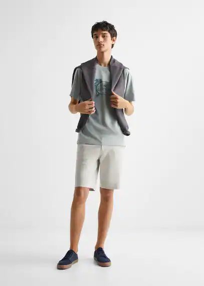 Cotton Bermuda shorts ice grey - Teenage boy - XXS - MANGO TEEN
