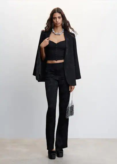 Jacquard fluid trousers black - Woman - XXS - MANGO