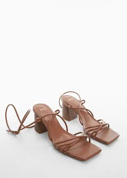 Criss-cross straps sandals leather - Woman - 6 - MANGO