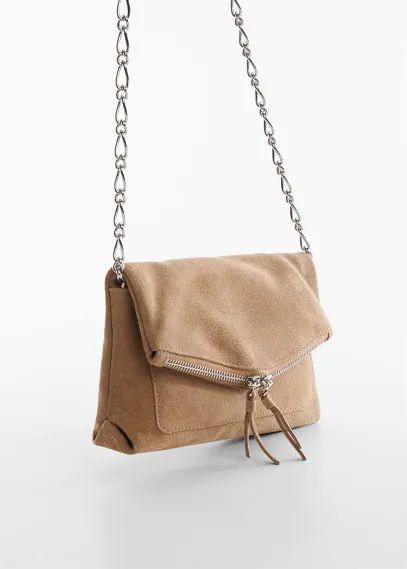 Chain leather bag sand - Woman - One size - MANGO