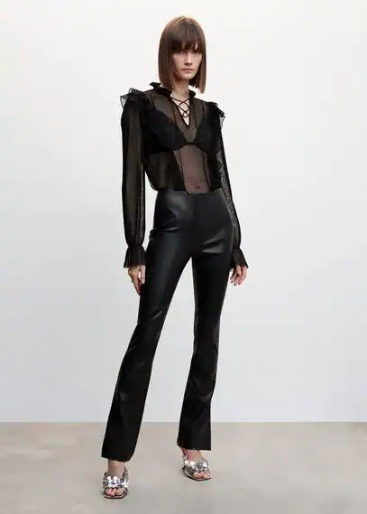 Faux-leather trousers black - Woman - XXS - MANGO